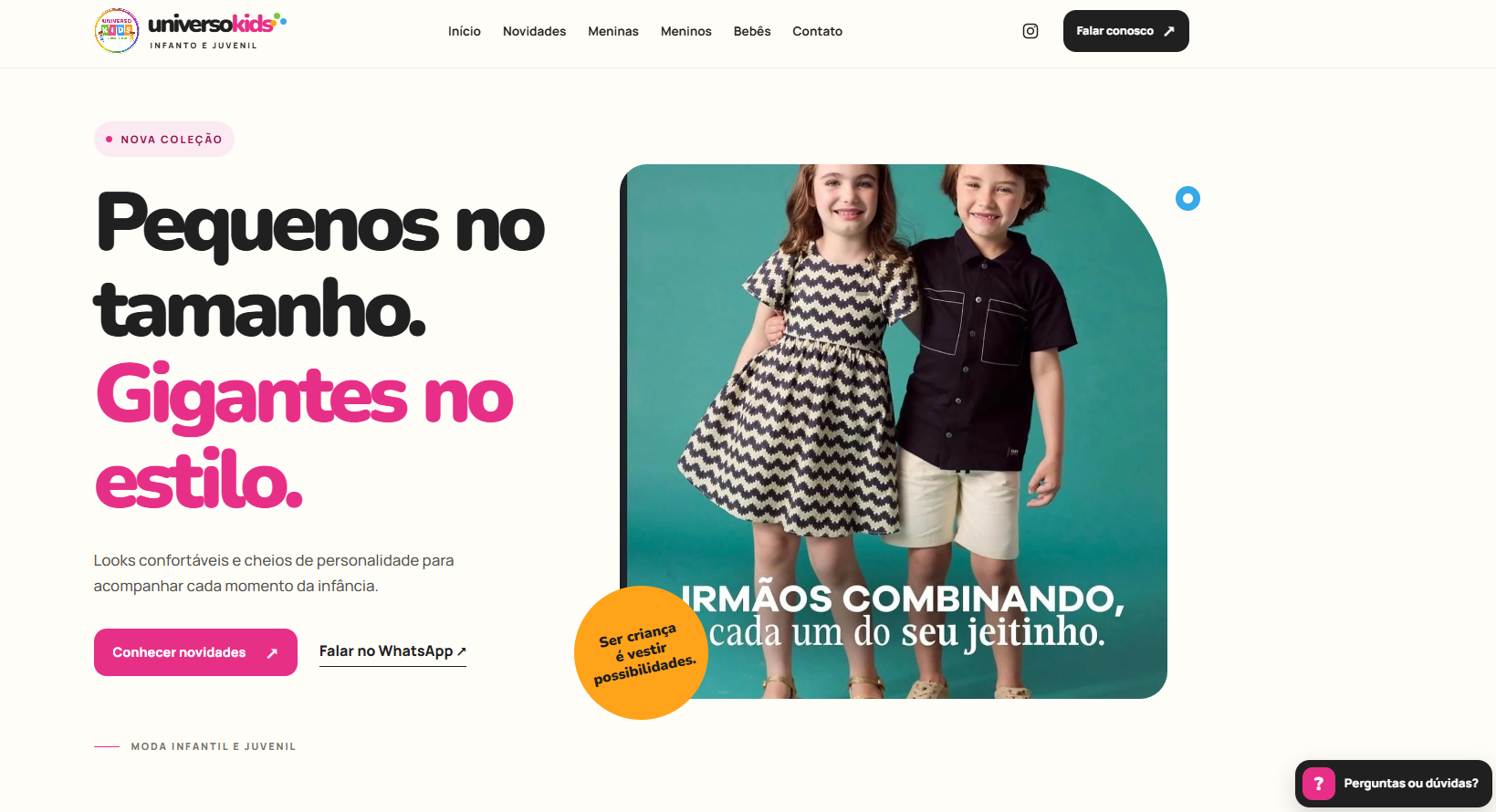 Campanha da landing page Universo Kids